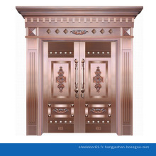 Luxe véritable cuivre bronze porte entrée porte sécurité double entrée principale porte